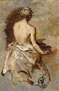 Nicolas Vleughels Young Woman with a Nude Back Presenting a Bowl oil painting artist